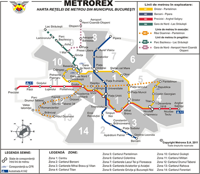 Harta metrou, harta Bucuresti cu statii metrorex